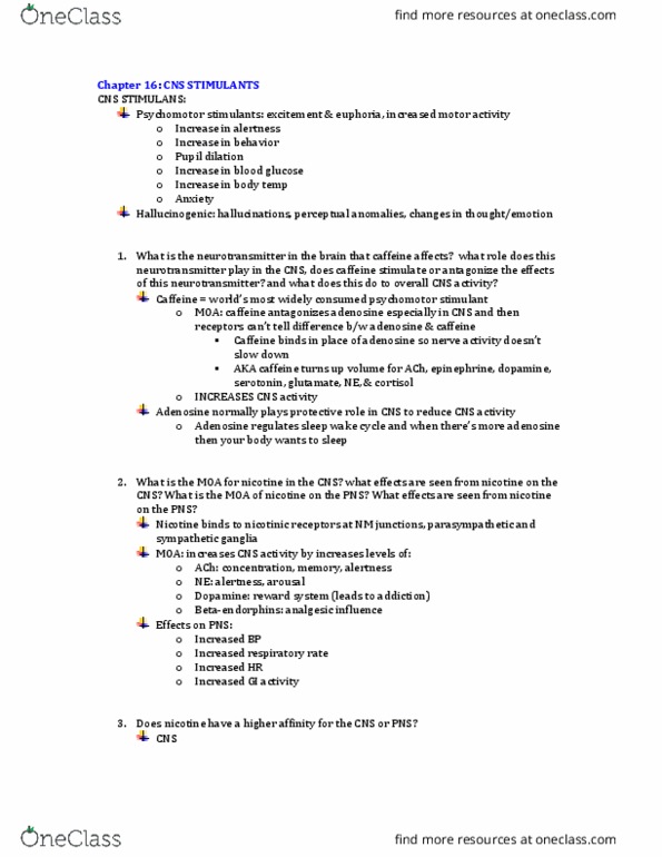 HSCI 301 Lecture Notes - Lecture 16: Reuptake, Mydriasis, Blood Sugar thumbnail
