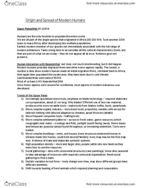 ANT100Y1 Lecture 10: Origin and Spread of Modern Humans thumbnail