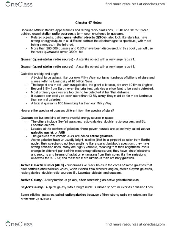 AST-1002 Chapter Notes - Chapter 17: Accretion Disk, Electromagnetic Spectrum, Radio Galaxy thumbnail