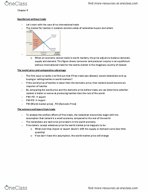 EC120 Lecture Notes - Lecture 19: Deadweight Loss, Demand Curve, Comparative Advantage thumbnail