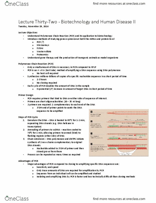 BCHM 102 Lecture Notes - Lecture 32: Antigen, Restriction Fragment Length Polymorphism, Dominance (Genetics) thumbnail