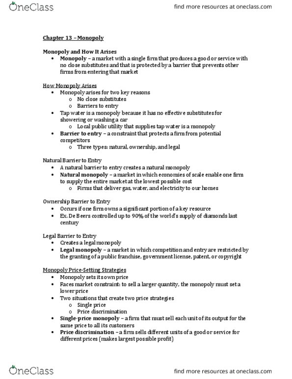 ECON 1010H Chapter Notes - Chapter 13: Perfect Competition, Longrun, Fixed Cost thumbnail