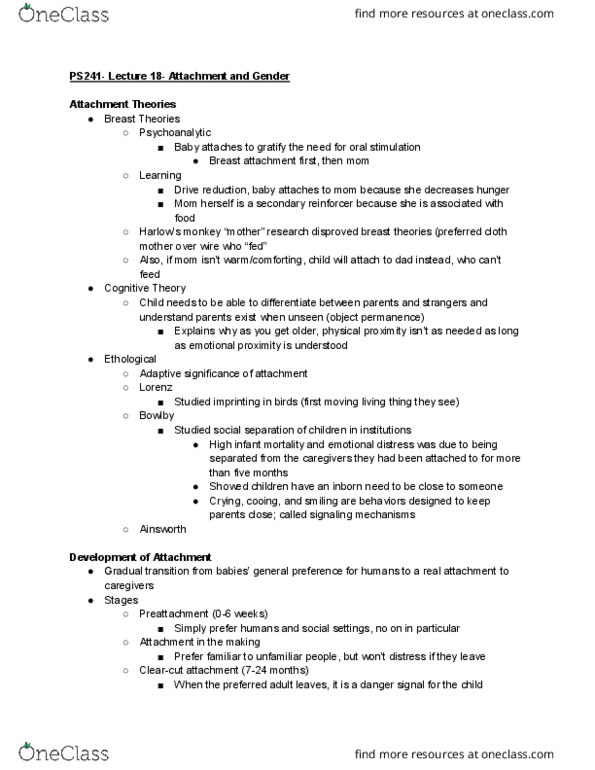 CAS PS 241 Lecture Notes - Lecture 18: Danger Signal, Dazed, Infant Mortality thumbnail