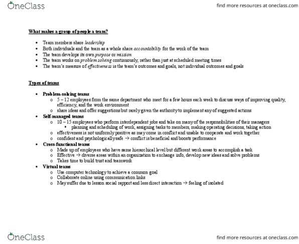 BUS 272 Chapter Notes - Chapter 6: Absenteeism, Common Purpose, Role Conflict thumbnail