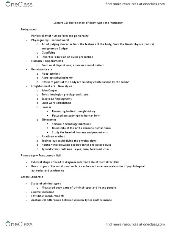 HISTORY 3S03 Lecture Notes - Lecture 11: Karl Pearson, Ernst Kretschmer, Alice Marble thumbnail