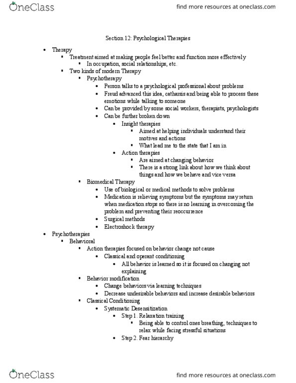 PSYCH 100 Lecture Notes - Lecture 36: Bipolar Disorder, Token Economy, Schizophrenia thumbnail