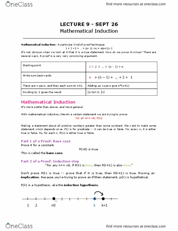 COMP 250 Lecture Notes - Lecture 9: Insertion Sort, Lecture Recording, Mathematical Induction thumbnail