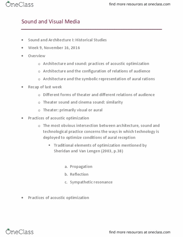 MDSB63H3 Lecture Notes - Lecture 9: Metastasis, Helmholtz Resonance, Acoustical Engineering thumbnail