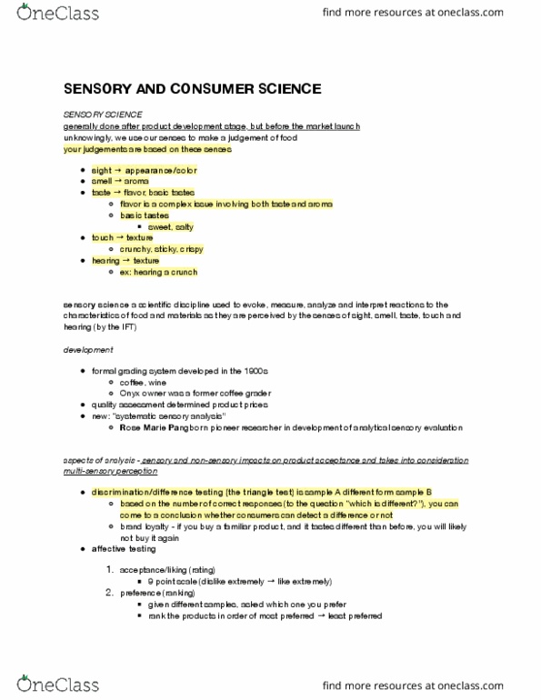 FDSC 1011 Lecture Notes - Lecture 6: Sensory Analysis, Multisensory Integration, Apple Sauce thumbnail