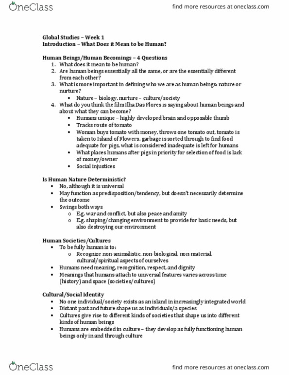 GS101 Lecture Notes - Lecture 1: Thumb, Encephalization thumbnail