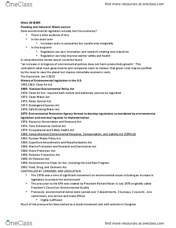 IB 105 Lecture Notes - Lecture 27: Toxic Substances Control Act Of 1976, Intensive Animal Farming, Habitat Destruction thumbnail