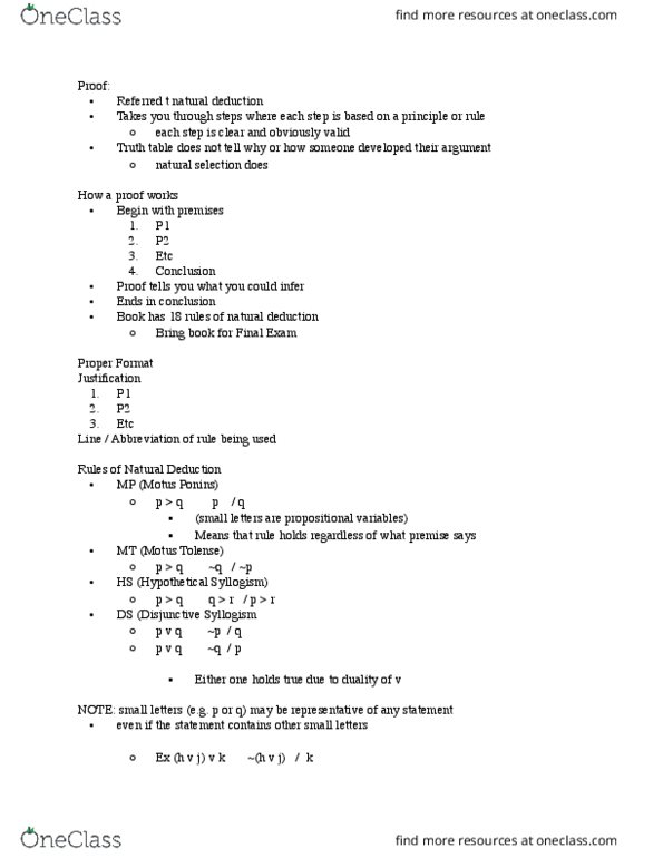 PHIL 101 Lecture Notes - Lecture 26: Natural Deduction, Truth Table, Abbreviation thumbnail