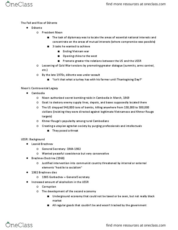 HIST 2211 Lecture Notes - Lecture 17: Arms Control, Mikhail Gorbachev, Glasnost thumbnail