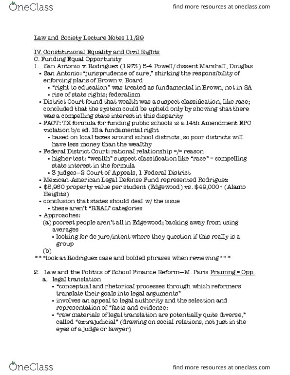 LWSOC-UA 1 Lecture Notes - Lecture 25: Legal Translation, Fourteenth Amendment To The United States Constitution, Sociology Of Law thumbnail