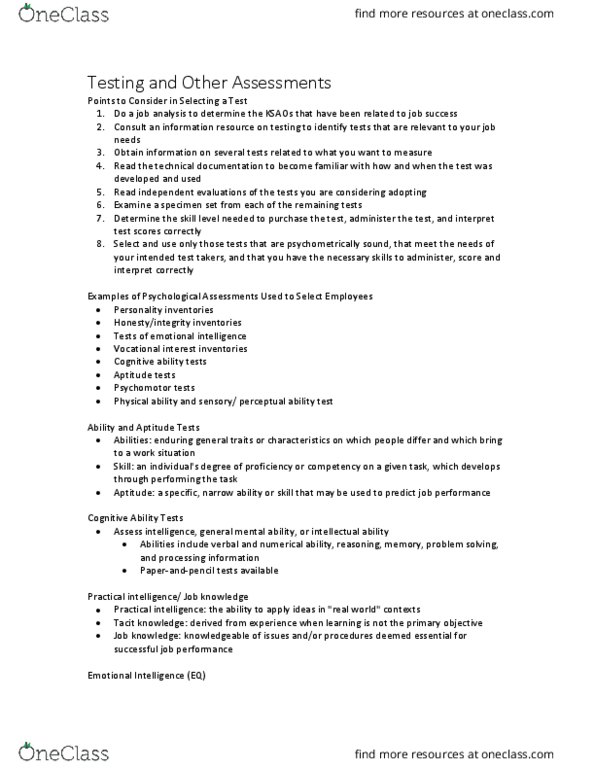 ADM 3333 Lecture Notes - Lecture 9: Conscientiousness, Substance Abuse, Mental Chronometry thumbnail