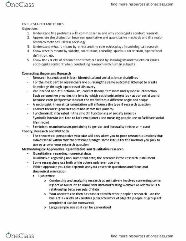 SOCIOL 2C06 Lecture Notes - Lecture 2: Operational Definition, Participatory Action Research, Symbolic Interactionism thumbnail