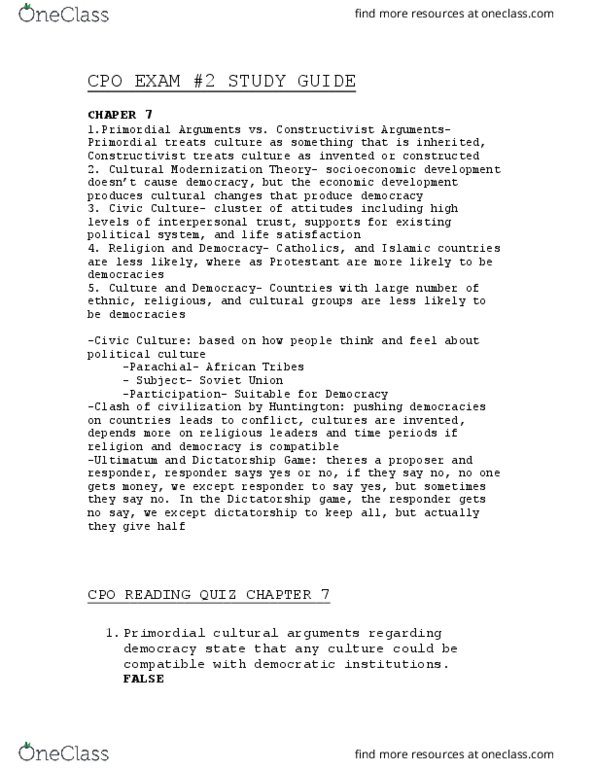 CPO-2002 Lecture Notes - Lecture 1: Cabinet Collective Responsibility, Vise, Dic Entertainment thumbnail