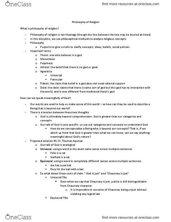 REL 1103 Lecture Notes - Lecture 8: Omniscience, Divine Simplicity, Posttraumatic Growth thumbnail