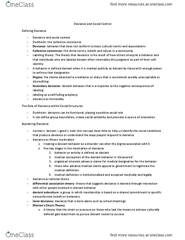 SOC 1113 Lecture Notes - Lecture 7: Americans With Disabilities Act Of 1990, Ritualism In The Church Of England, Counterculture thumbnail