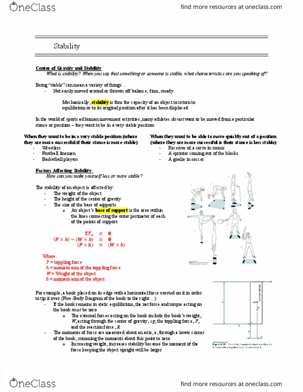 KNPE 153 Lecture Notes - Lecture 9: Net Force, Dynamic Equilibrium, Linear Stability thumbnail