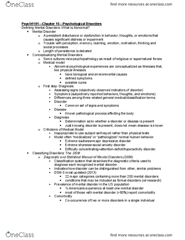 PSYCH 1101 Chapter Notes - Chapter 15: Histrionic Personality Disorder, Psychosis, Psychopathy thumbnail