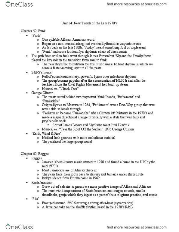 MU 150 Lecture Notes - Lecture 14: Cubism, Rastafari, Elvis Costello thumbnail