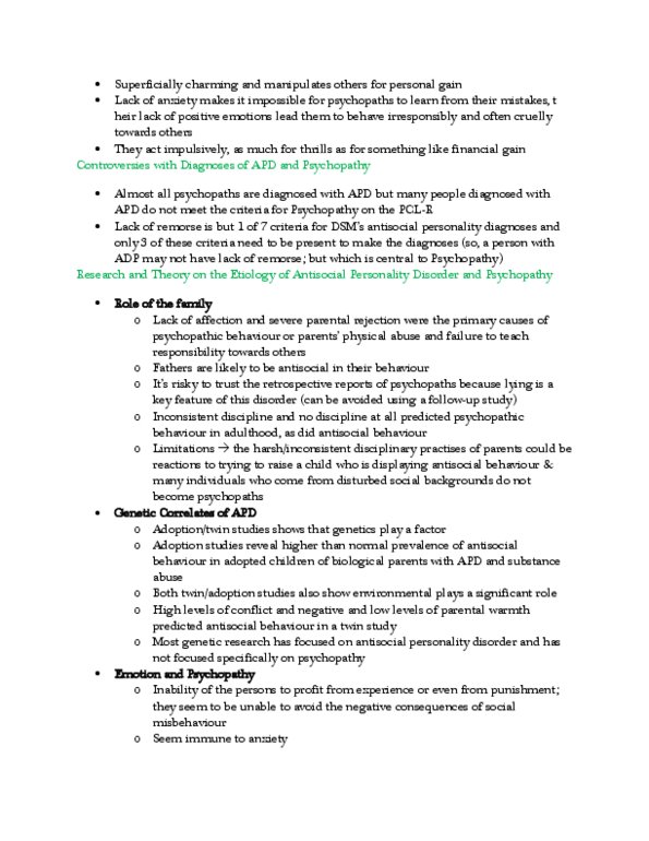 BIOL 2P92 Lecture Notes - Electrodermal Activity, Dependent Personality Disorder, Antisocial Personality Disorder thumbnail