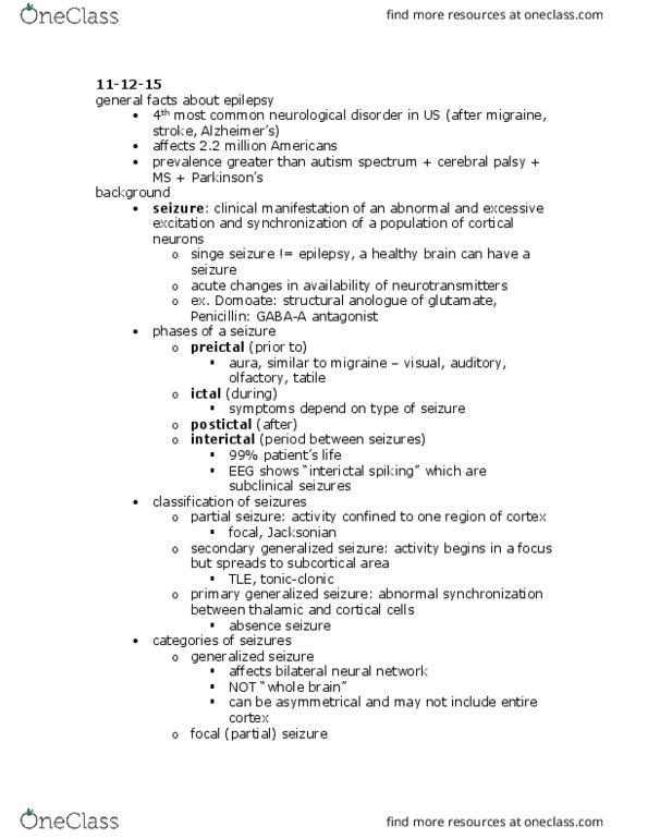 BIOL 1260 Lecture 17: Epilepsy thumbnail