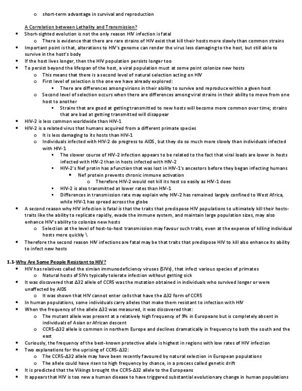 BIOL 2P92 Lecture Notes - Allele, Genetic Drift, Immunodeficiency thumbnail