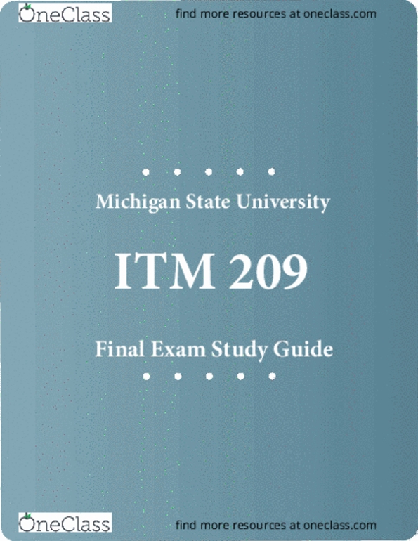 ITM 209 Final: Final Exam Study Guide - OneClass