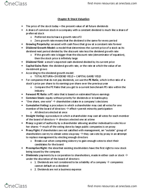 FIN20150 Chapter Notes - Chapter 8: Steady-State Economy, Computer Network, Preferred Stock thumbnail