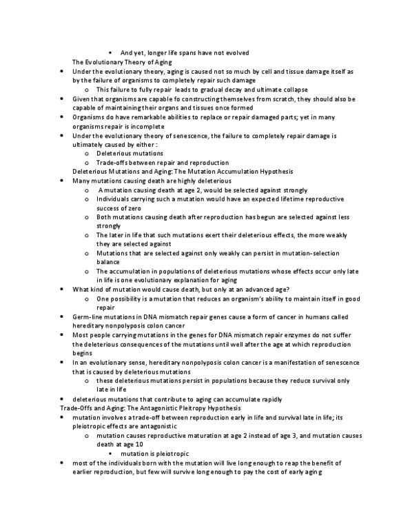 BIOL 2P92 Lecture Notes - Dna Mismatch Repair, Pleiotropy thumbnail