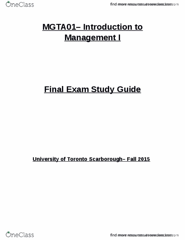 MGTA01H3 Lecture 12: Management Lecture Notes thumbnail