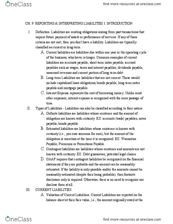 ACCT1021 Lecture Notes - Lecture 17: Financial Statement, Other Postemployment Benefits, Accounts Payable thumbnail