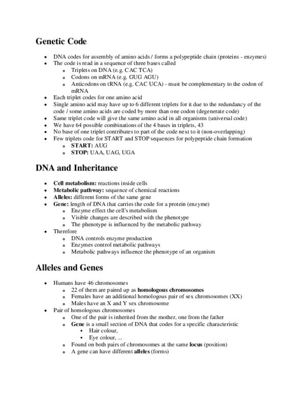 BIOL 2P92 Lecture Notes - Phenylketonuria, Reading Frame, Phenylalanine Hydroxylase thumbnail