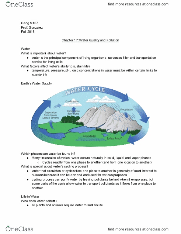 GEOG M107 Chapter Notes - Chapter 17: Secondary Treatment, Eutrophication, Fossil Fuel thumbnail