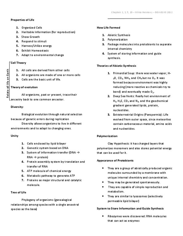 BIOA01H3 Lecture Notes - Proteobacteria, Mesophile, Scleroprotein thumbnail