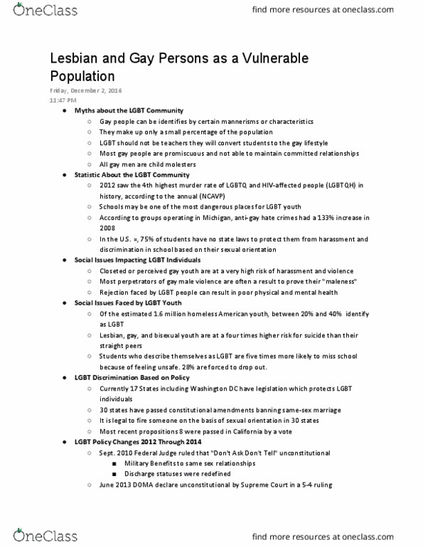 SWRK 120 Lecture 9: Lesbian and Gay Persons as a Vulnerable Population thumbnail
