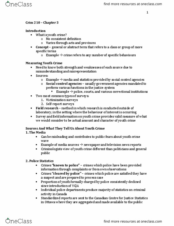 CRIM 210 Chapter 5: Crim 210 – Chapter 3 Notes David Macalister thumbnail