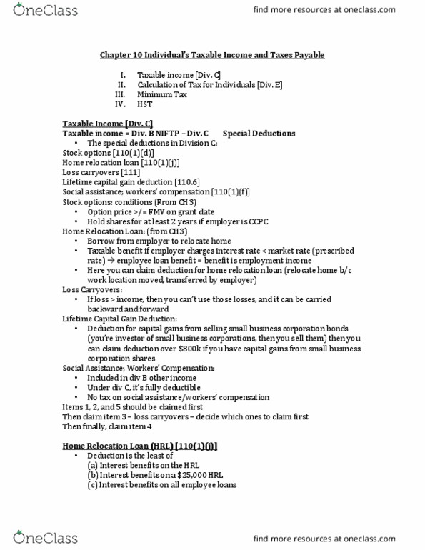 BU357 Lecture 16: Chapter 10 Individual’s Taxable Income and Taxes Payable thumbnail