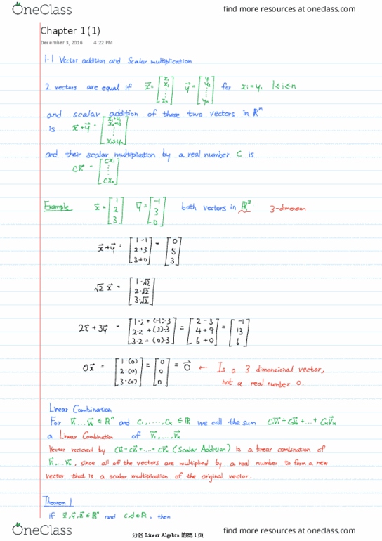 MATH136 Chapter 1: Chapter 1 vector addition and multiplication thumbnail