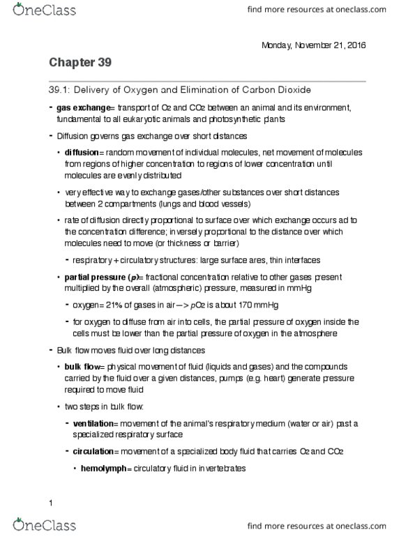 BIOL 1101 Chapter Notes - Chapter 39: Fetal Hemoglobin, Branchial Arch, Thoracic Cavity thumbnail