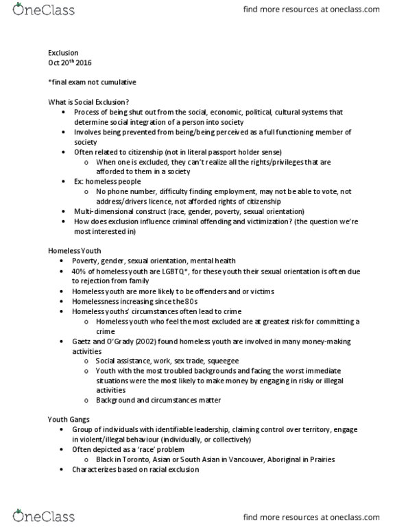 SOC 1500 Lecture Notes - Lecture 12: Gang, Demography Of The United States, Squeegee thumbnail