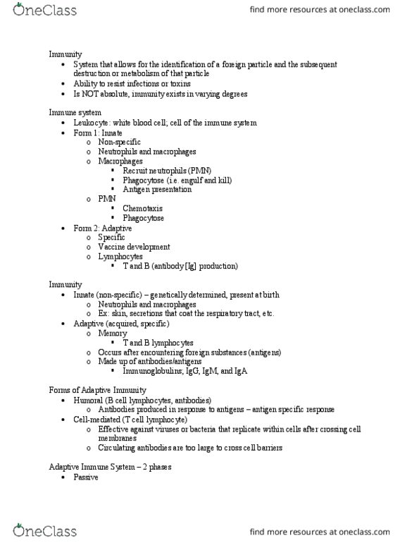ANSC 101 Lecture Notes - Lecture 7: Chemotaxis, Antigen, Neutrophil thumbnail