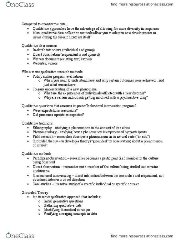 HLTH 200 Lecture Notes - Lecture 4: Grounded Theory, Structured Interview, Participant Observation thumbnail