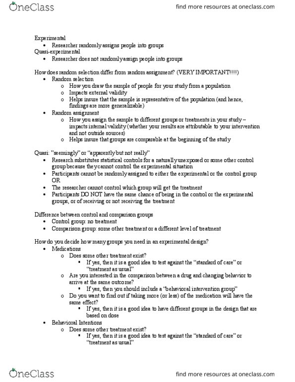 HLTH 200 Lecture Notes - Lecture 6: Internal Validity, Quasi, Random Assignment thumbnail
