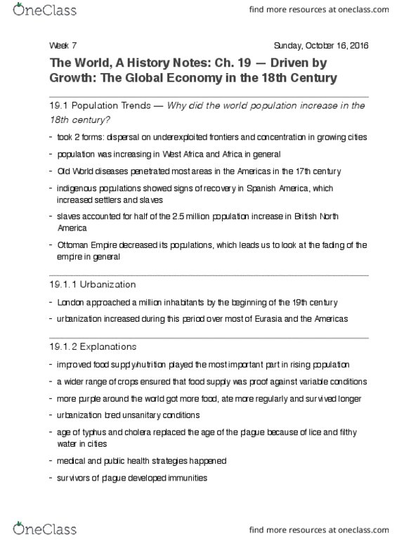 HIST 130 Chapter Notes - Chapter 19: Chinese Tea, Scurvy, World Economy thumbnail
