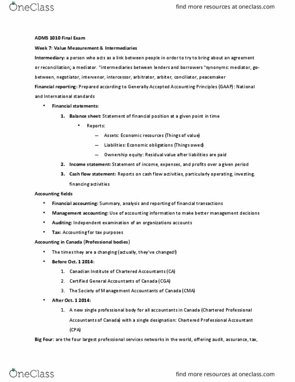 ADMS 1010 Lecture Notes - Lecture 12: Post Hoc Ergo Propter Hoc, Chartered Professional Accountant, Frederick Winslow Taylor thumbnail