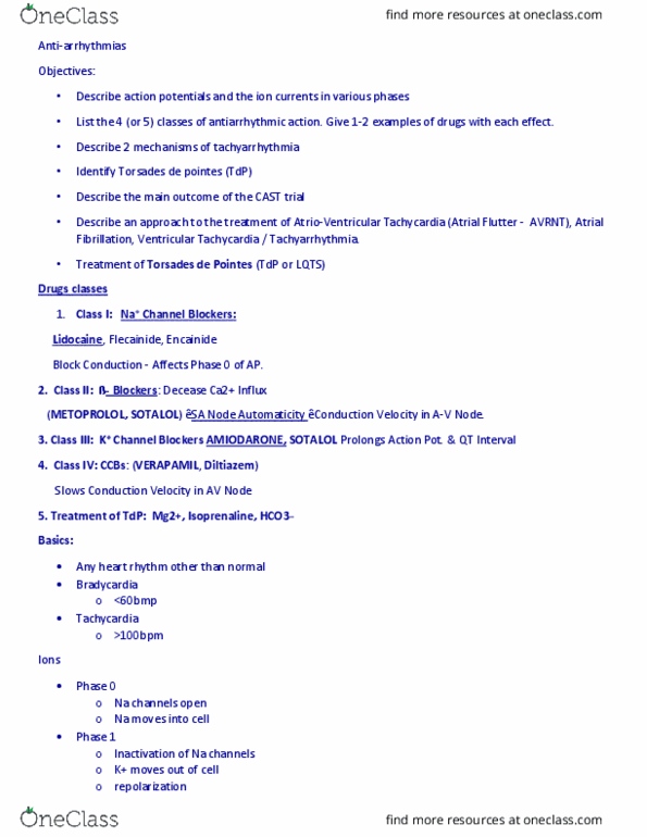 PHPY 304 Lecture Notes - Lecture 12: Torsades De Pointes, Voltage-Dependent Calcium Channel, Flecainide thumbnail