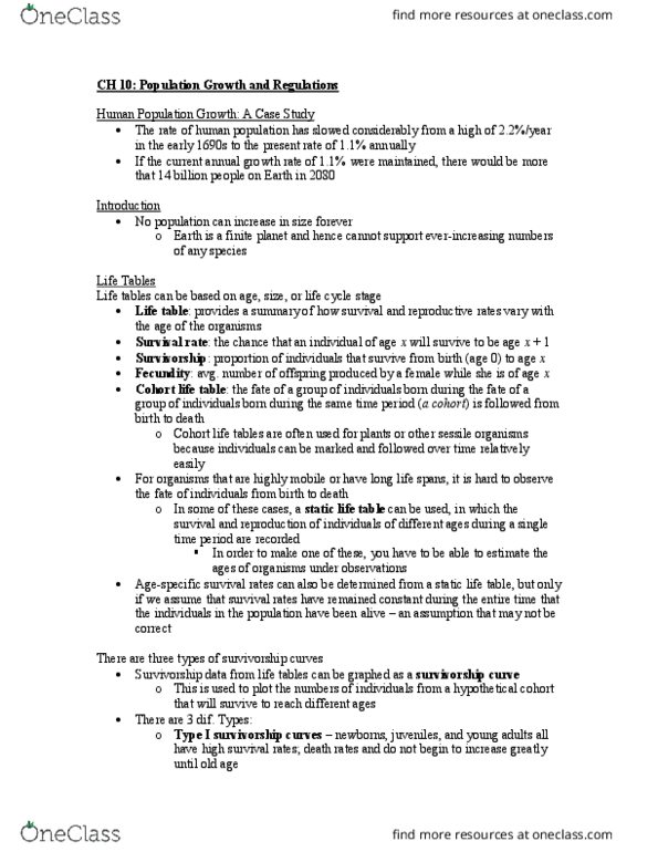 BIOB50H3 Lecture 9: BIOB50 ch 10 textbook notes thumbnail